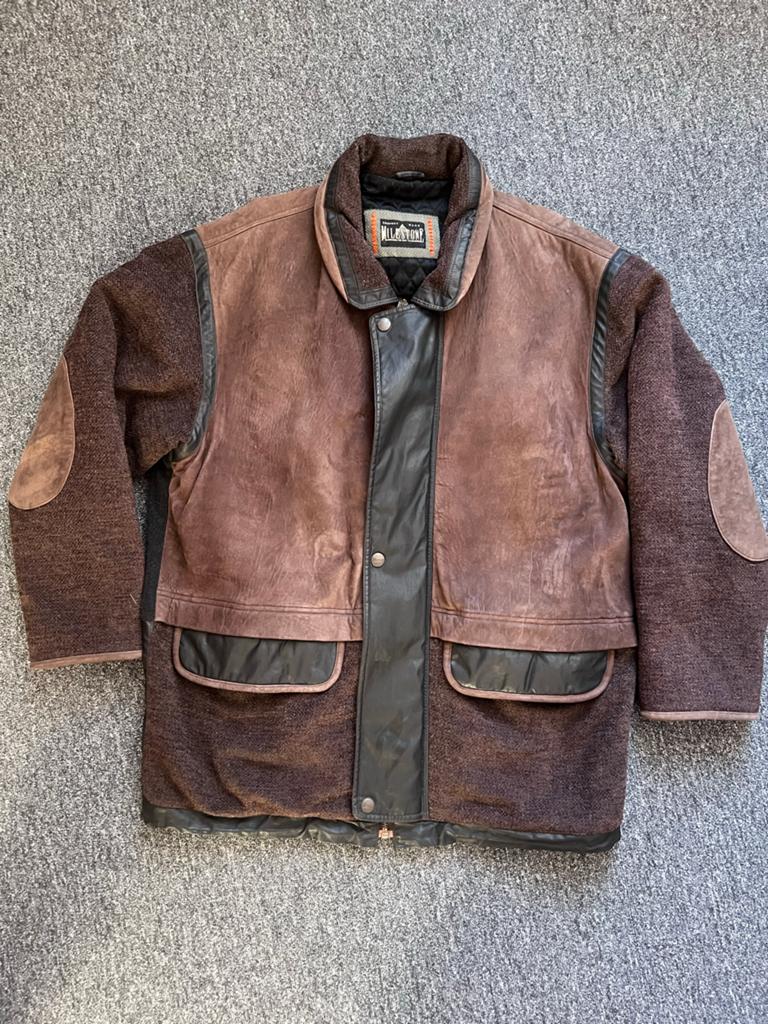 Milestone herenjas - bruin met leeraccenten - Maat 54-56, Ophalen of Verzenden, Gedragen, Maat 56/58 (XL), Bruin
