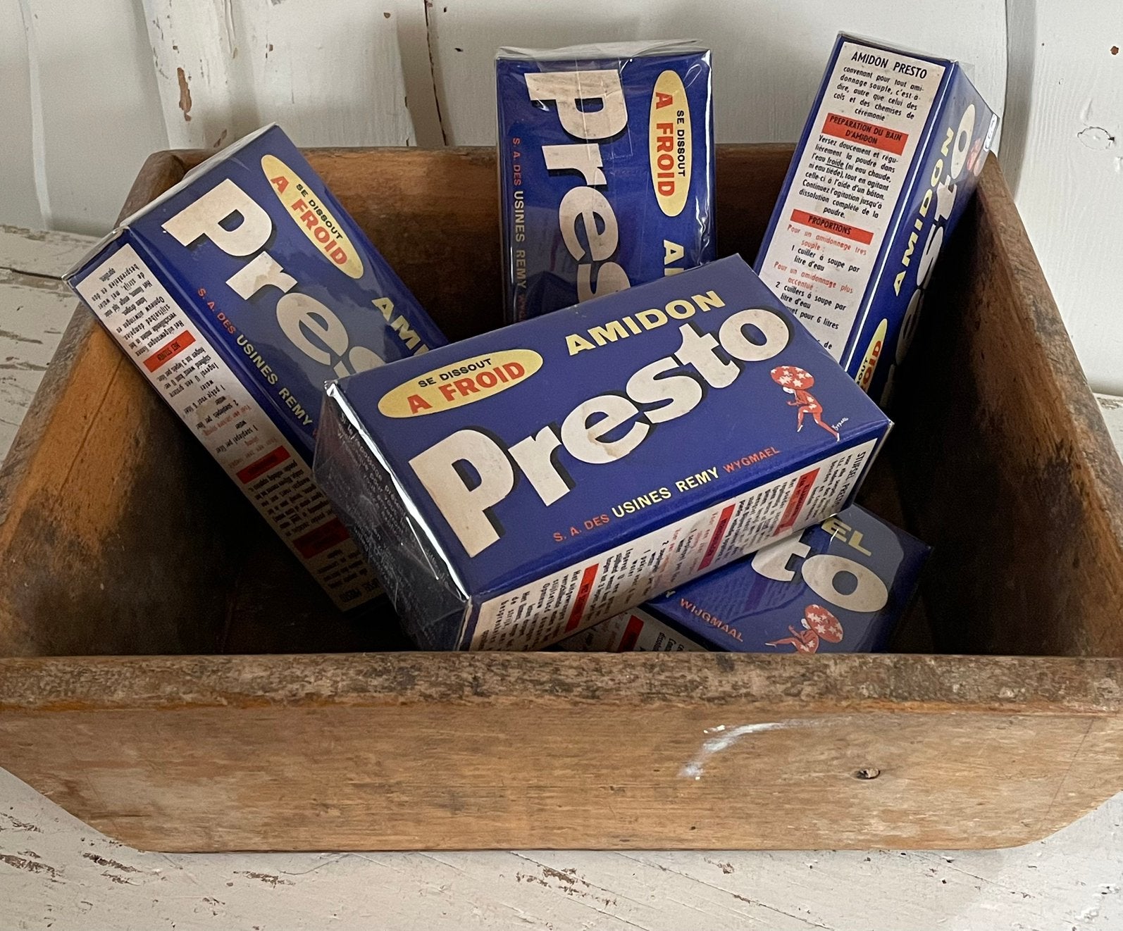 Brocante oude volle verpakking PRESTO stijfsel AMIDON, Ophalen of Verzenden