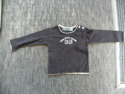 Goedkoop blauw katoenen college shirtje BIEN BLEU Petit 74, Gebruikt, Jongetje of Meisje, Bien Bleu Petit, Ophalen of Verzenden
