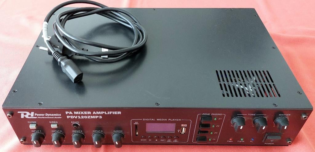 Power Dynamics PDV120ZMP3 + 8 CSPB8 speakers, Overige typen, Zo goed als nieuw, 120 watt of meer, Ophalen