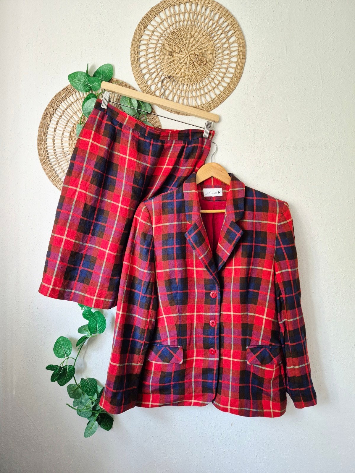 Vintage 80s Antonelle linnen pret a porter mantelpak M, Kleding | Dames, Maat 38/40 (M), Kostuum of Pak, Verzenden, Antonelle
