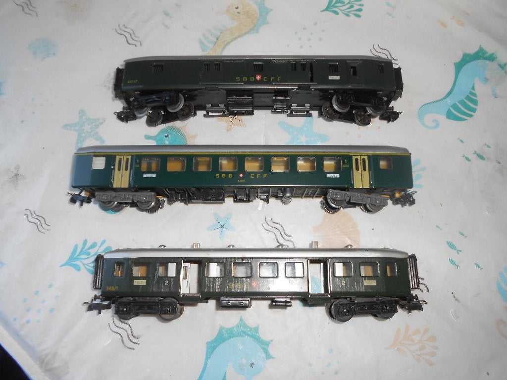 Märklin SBB.. 348/1 draaideur, 4017 bagage, 4066 personen, Wisselstroom, Treinset, Ophalen of Verzenden, Zo goed als nieuw