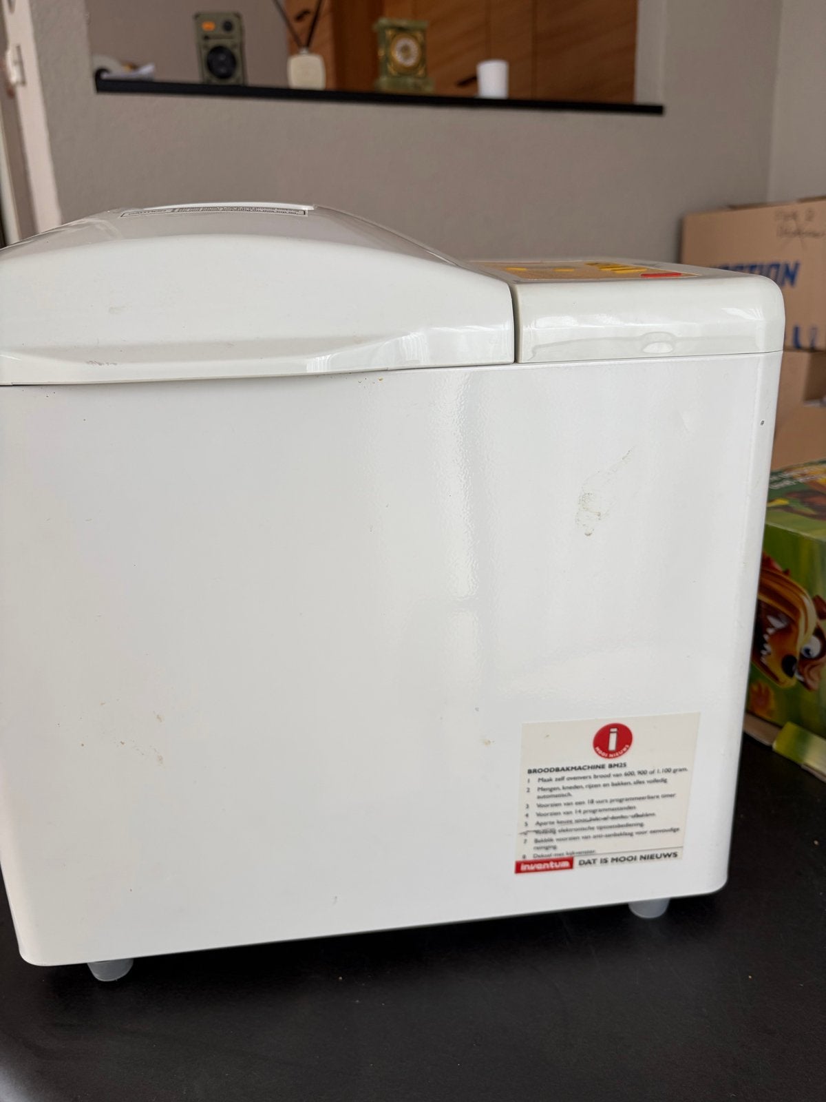 Inventum Broodbakmachine met handleiding, Witgoed en Apparatuur, Broodbakmachines, Gebruikt, 800 tot 1200 gram deeg, Kijkvenster
