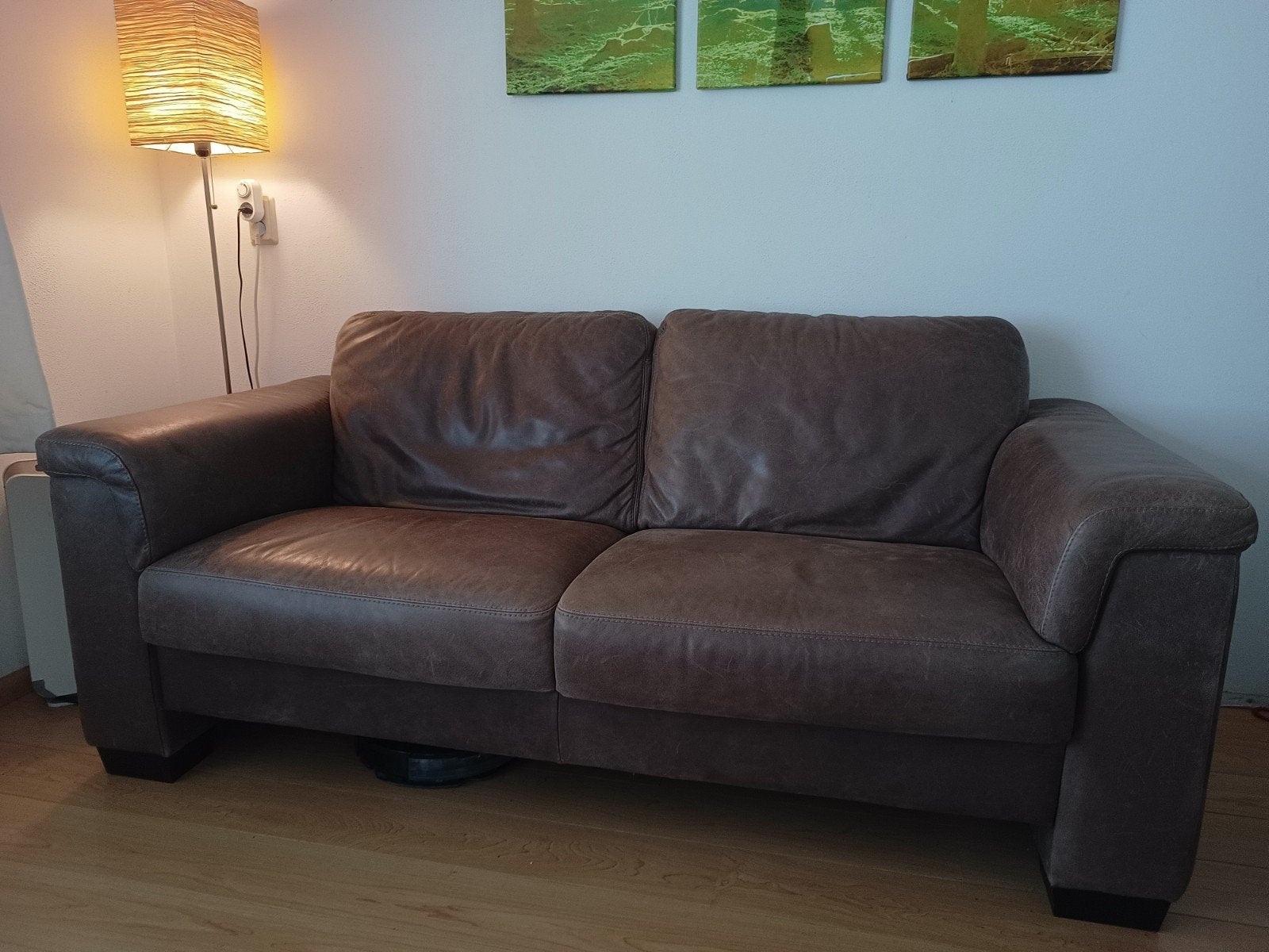 Bruin leren tweezits bank Piet Klerkx, Huis en Inrichting, Ophalen, Gebruikt, 150 tot 200 cm, Tweepersoons