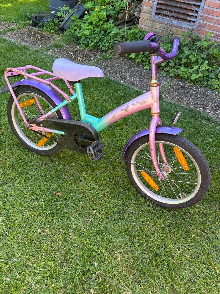 16 inch kinderfietsje met terugtraprem en bel, Fietsen en Brommers, Fietsen | Kinderfietsjes, Ophalen, Gebruikt, 16 tot 20 inch