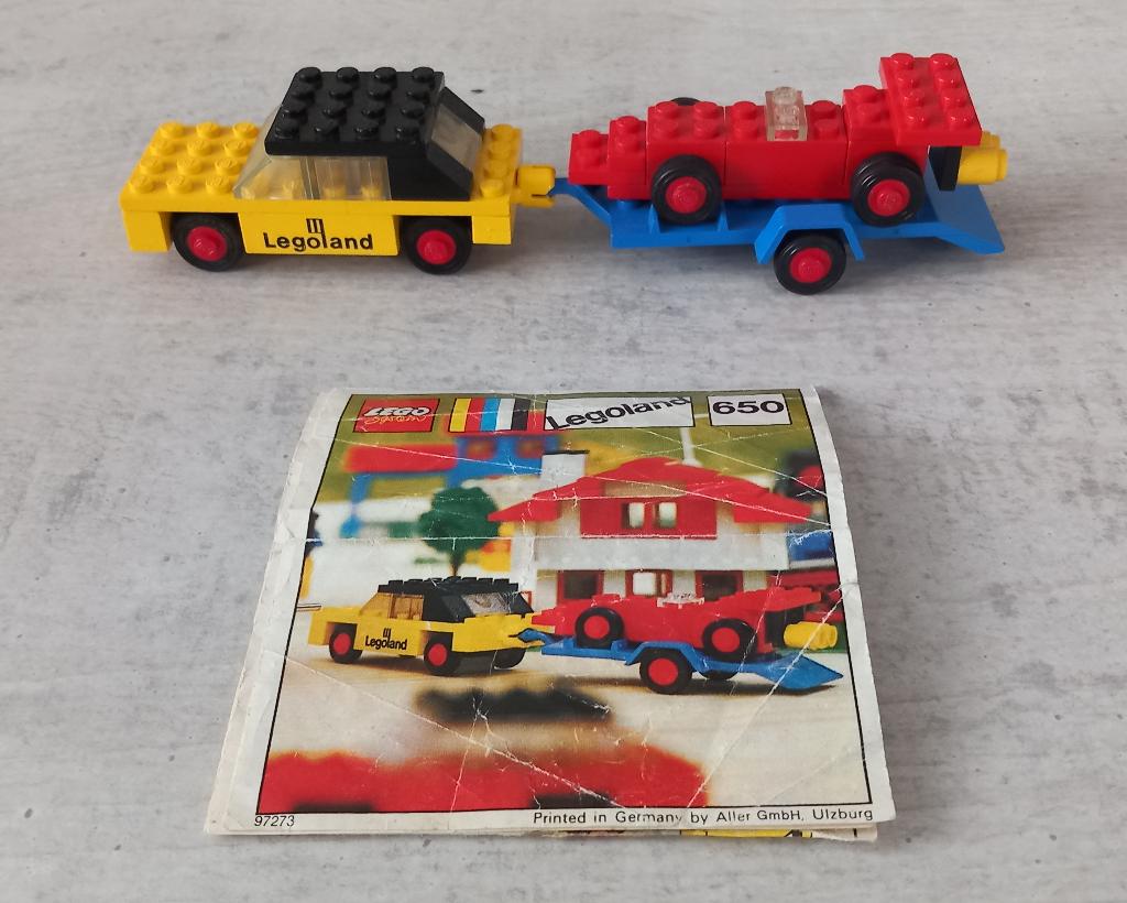 lego 650-1 legoland auto met aanhanger en racewagen (1972), Gebruikt, Lego, Compleet, Ophalen of Verzenden