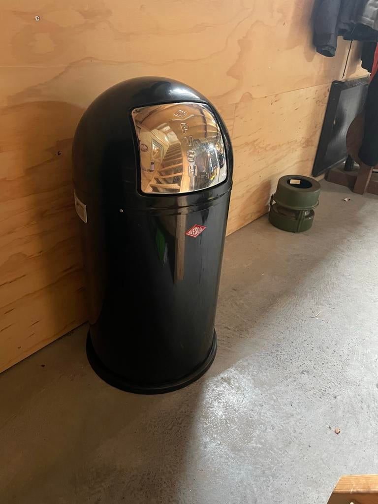 Wesco Pushboy prullenbak - Zwart - 50 liter, 40 liter of meer, Ophalen, Gebruikt, Metaal