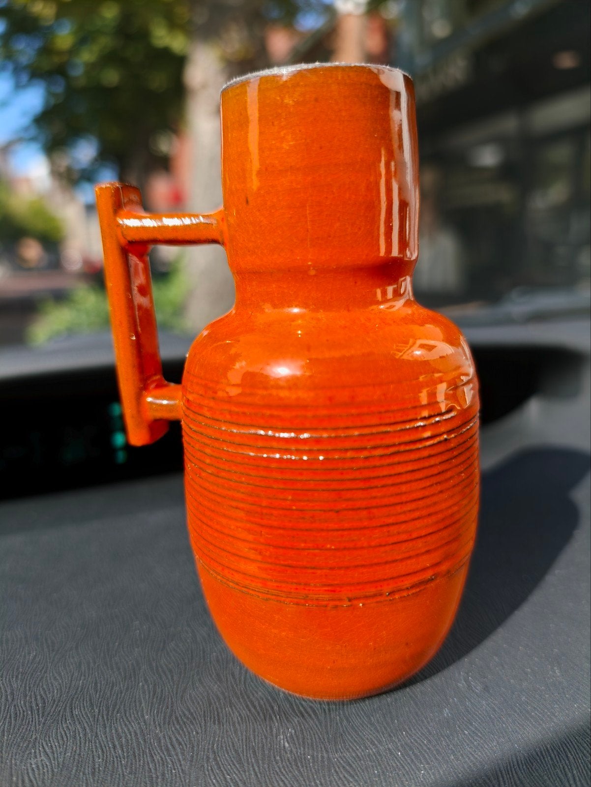 Vintage Oranje Vaas BJS - Uniek Keramiek Design, Verzenden