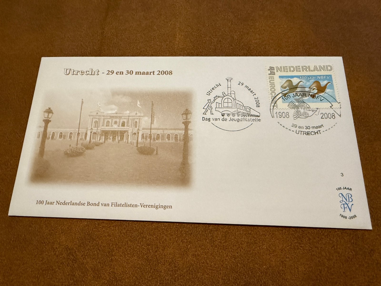 FDC Utrecht 2008 - 100 jaar NBFV - Spoorwegmuseum, Ophalen of Verzenden, Onbeschreven, Nederland