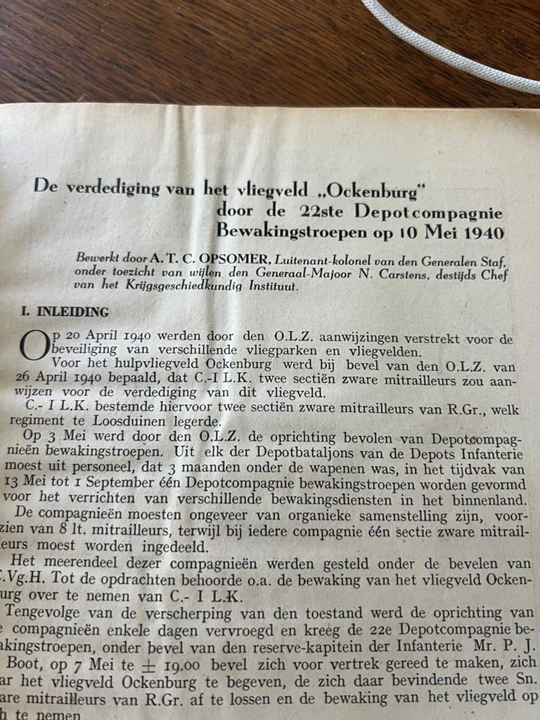 Naslagwerk oa Gevechtsverslag Ockenburg 22 CBT mei 1940, Verzenden, Nederland, Boek of Tijdschrift