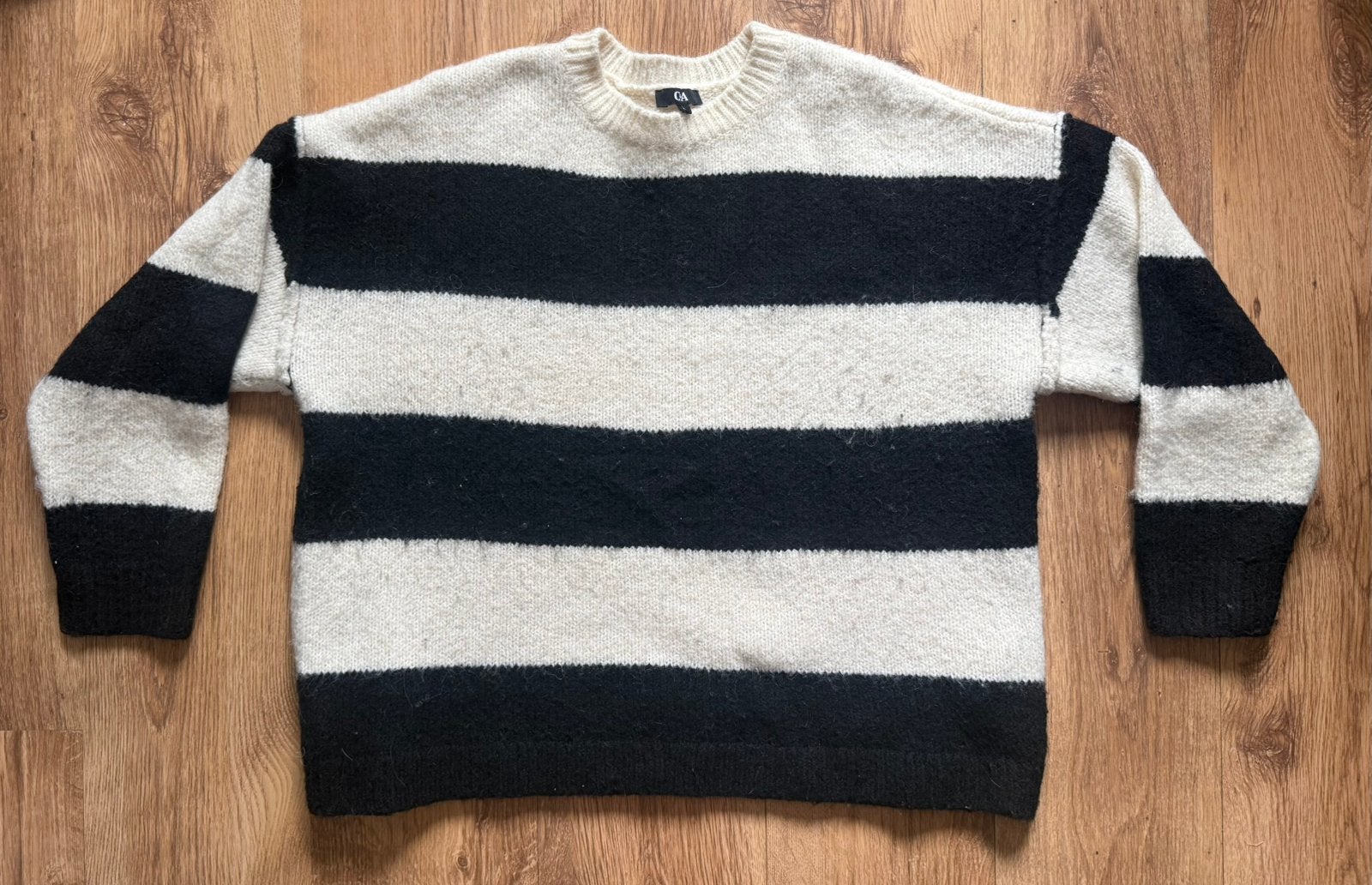 Gebreide C&A trui zwart-wit gestreept patroon maat L, Ophalen of Verzenden, Zo goed als nieuw, Maat 42/44 (L), Meerkleurig