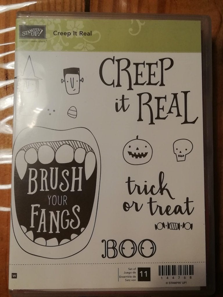 Stampin' Up, Creep It Real, stempelset, Halloween, Ophalen of Verzenden, Zo goed als nieuw, Houten stempel
