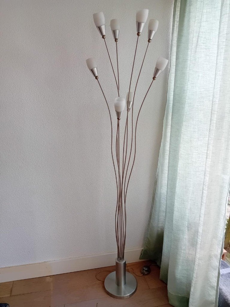 AKTUA vloerlamp, chroom, 8-lichts, tulpvormig, 180 cm, Huis en Inrichting, Lampen | Vloerlampen, Ophalen, Gebruikt, Sfeervolle boeketlamp