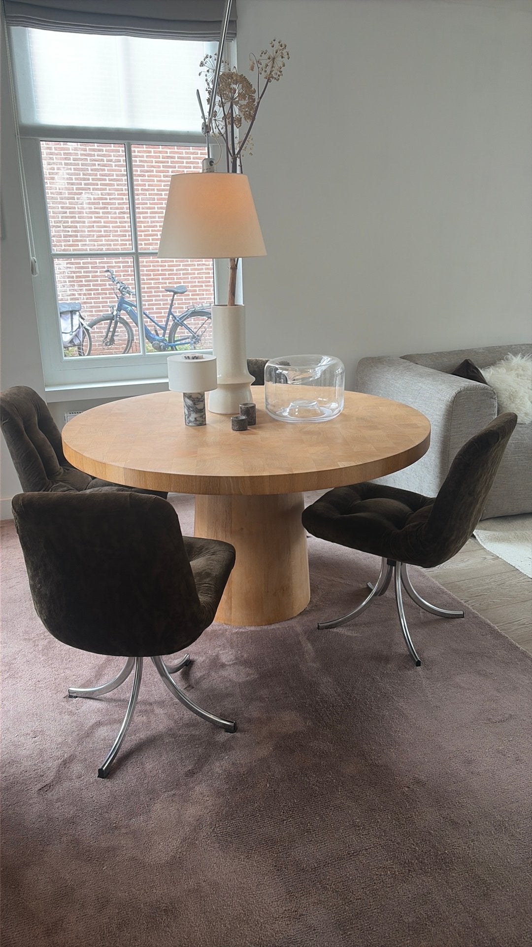 4x Gastone Rinaldi vintage eetkamerstoelen / 1970 for Rima, Huis en Inrichting, Stoelen, Ophalen, Bruin, Stof, Vier