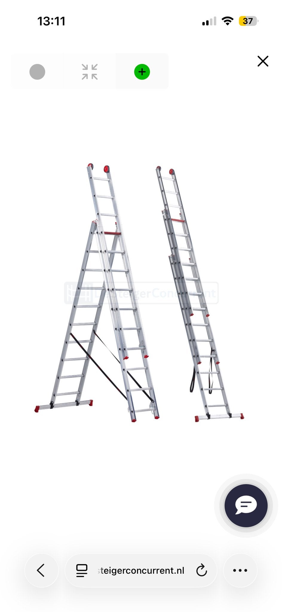 Altrex 3-delige ladder 280 cm - 800 cm - bv voor dakgoten, Ophalen, Gebruikt, Ladder, Opvouwbaar of Inschuifbaar