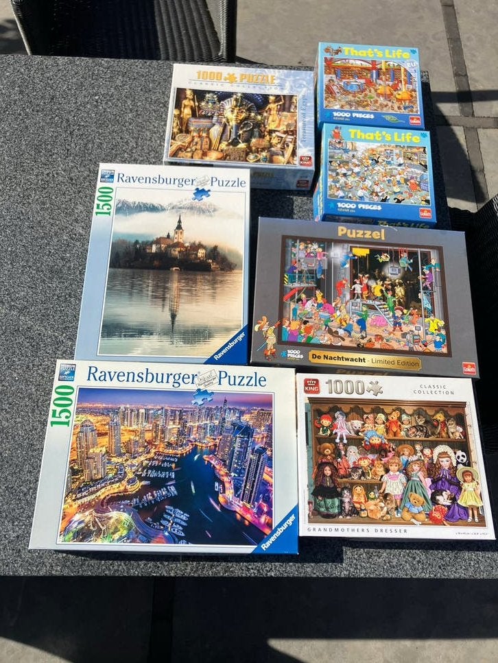 7 puzzels, Hobby en Vrije tijd, Ophalen, 500 t/m 1500 stukjes, Zo goed als nieuw