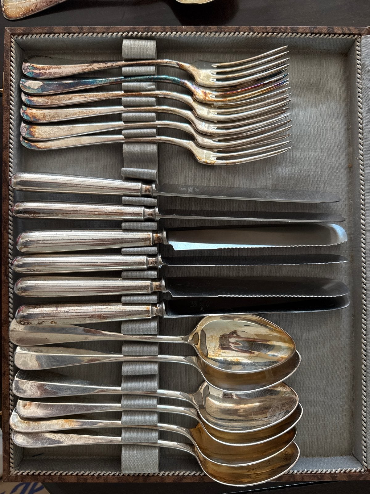 Antiek verzilverd bestekset in koffer, WMF 100/90, Ophalen of Verzenden