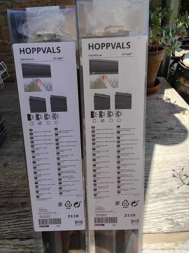Ikea Hoppvals plissé vouwgordijn, Ophalen, Inclusief montageonderdelen, 120 cm, Nieuw