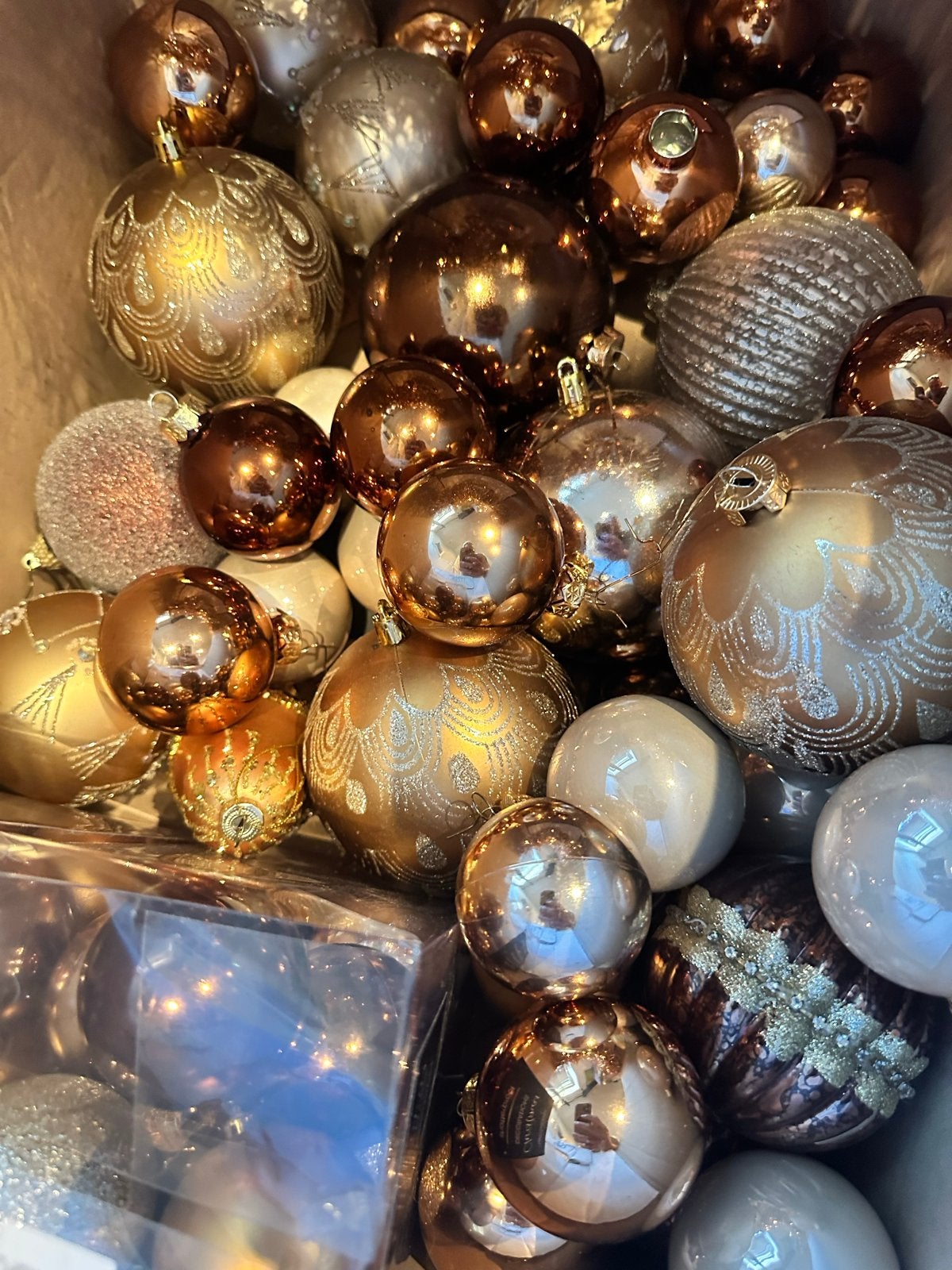 kerstballen & kerstslingers goud/brons tinten, Ophalen of Verzenden, Zo goed als nieuw