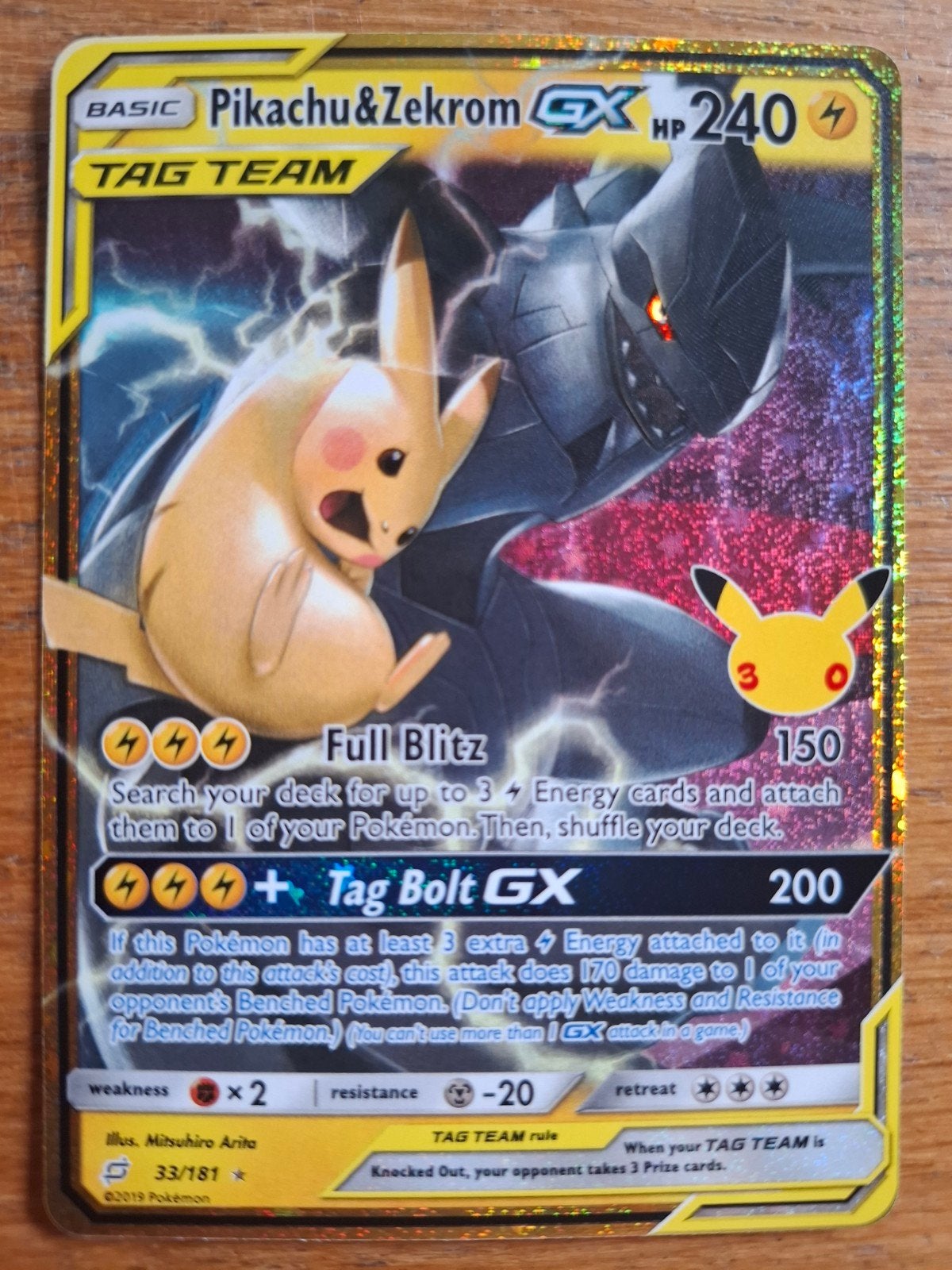 Pikachu & Zekrom GX Tag Team Pokémon Kaart, Ophalen of Verzenden, Nieuw, Losse kaart, Foil
