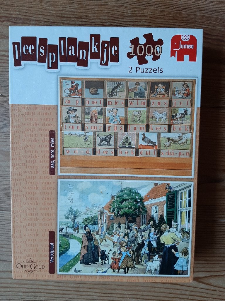 Puzzeldoos Jumbo met 2 puzzels van Jetses, Ophalen, 500 t/m 1500 stukjes, Gebruikt, Legpuzzel