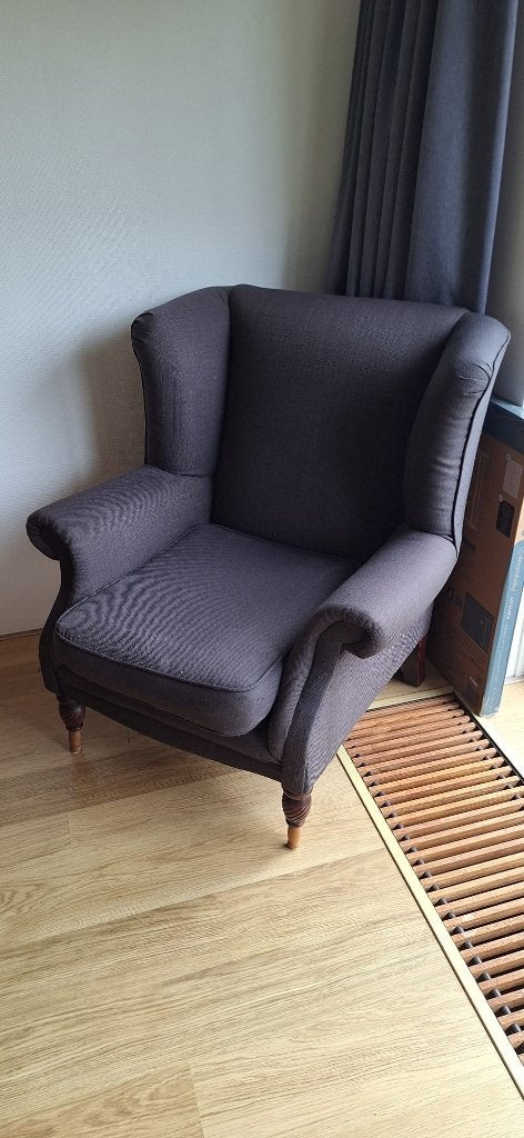 fauteuil, grote stoel, Ophalen, Gebruikt, Blauw, Stof