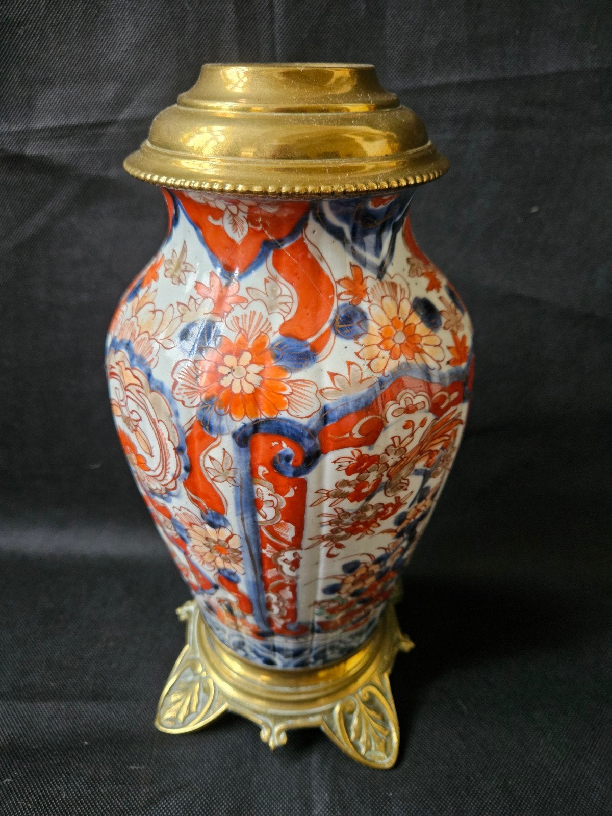 Antieke Japanse Imari vaas/lamp op bronzen voet, Antiek en Kunst, Antiek | Vazen, Ophalen of Verzenden