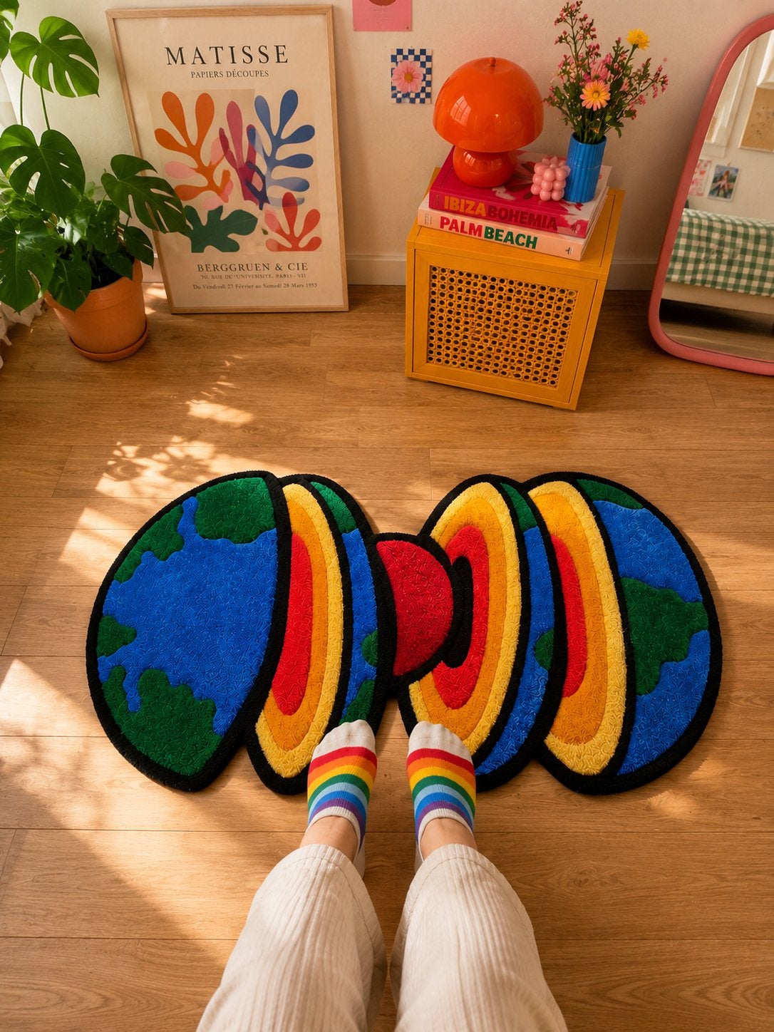 (Free delivery)Tufting Rug 'Core Planet' - 100x52 cm, Ophalen, 100 tot 150 cm, Blauw, Nieuw