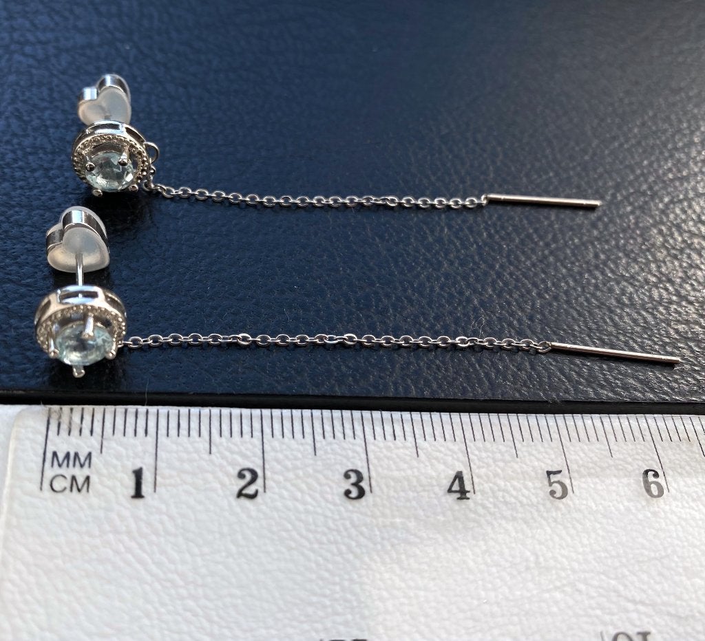 oorbellen oorstekers natuurlijke blauwe topaaz zilver 925, Hangers, Blauw, Nieuw, Ophalen of Verzenden
