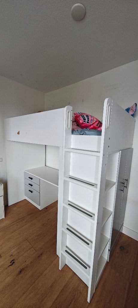 IKEA SMÅSTAD hoogslaper met bureau, kast + matras 90x200, Huis en Inrichting, Slaapkamer | Stapelbedden en Hoogslapers, Ophalen
