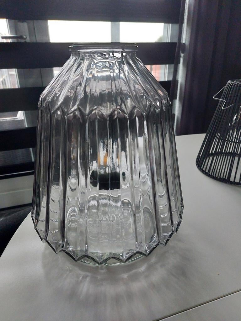 WINDLICHT / DECORATIE  VAAS MET WINDLICHT HOUDER, Overige materialen, 25 tot 50 cm, Ophalen of Verzenden, Zo goed als nieuw