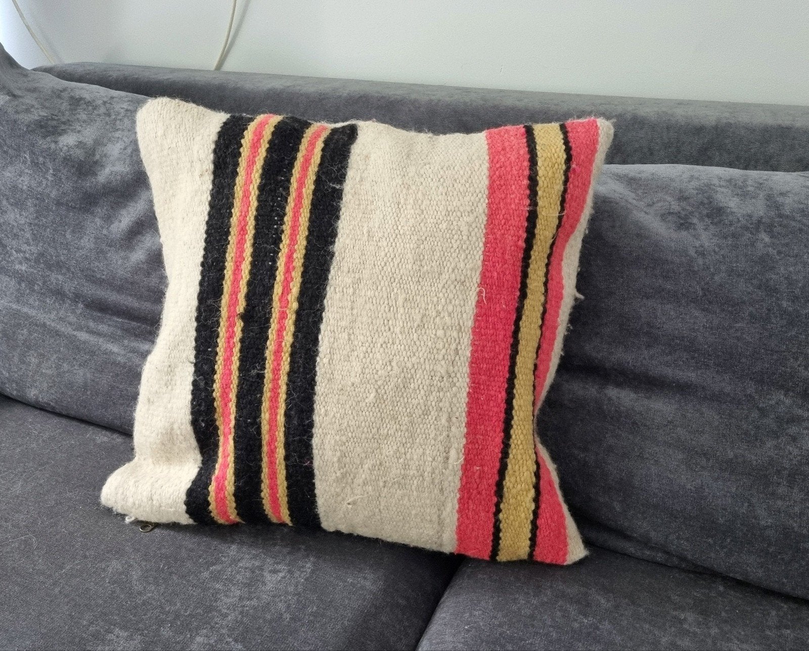 kelim Sierkussen, berber kussen, Met print, Vierkant, Zo goed als nieuw, Sierkussen