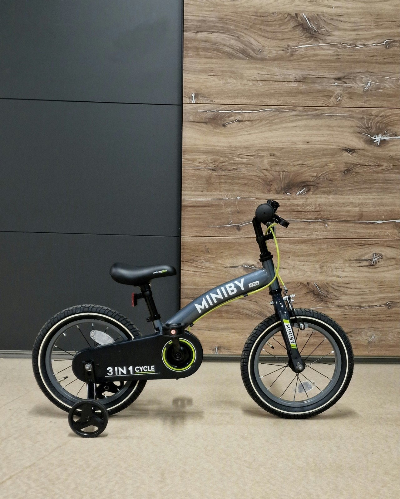 Qplay Miniby Kinderfiets 12 en 14 inch 3 in 1 loopfiets Grys, Fietsen en Brommers, Fietsen | Vouwfietsen, Ophalen of Verzenden