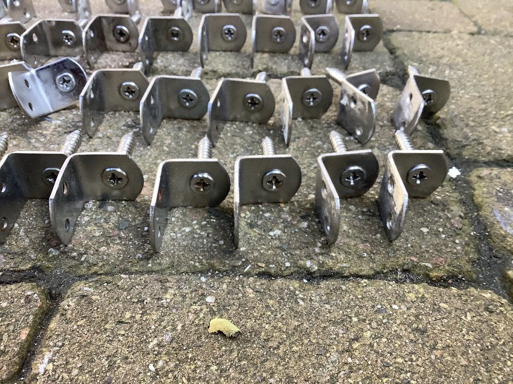 RVS Vlechtschermsteun, schermsteun, 42x met RVS schroeven, Ophalen, Gebruikt, Rvs, Slot