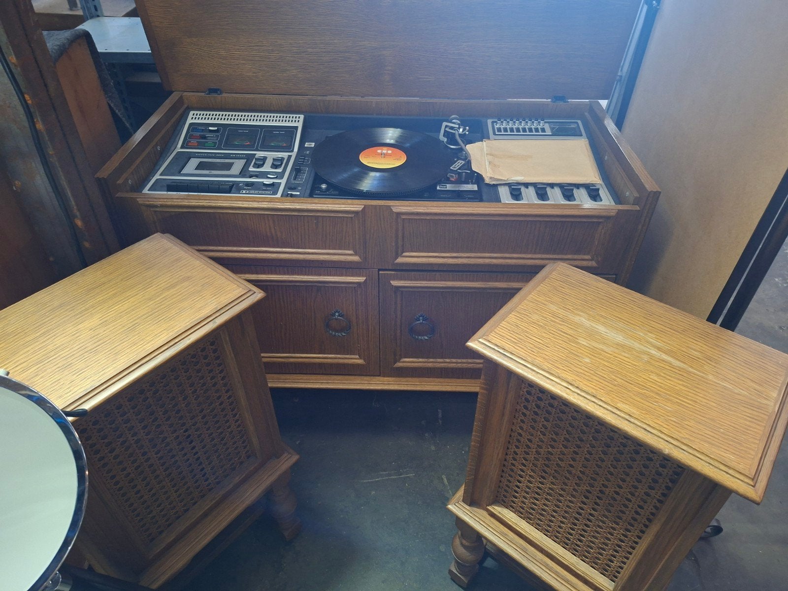 Vintage Platenspeler Meubel met Radio en Cassettedeck, Ophalen, Gebruikt, Platenspeler, Overige merken