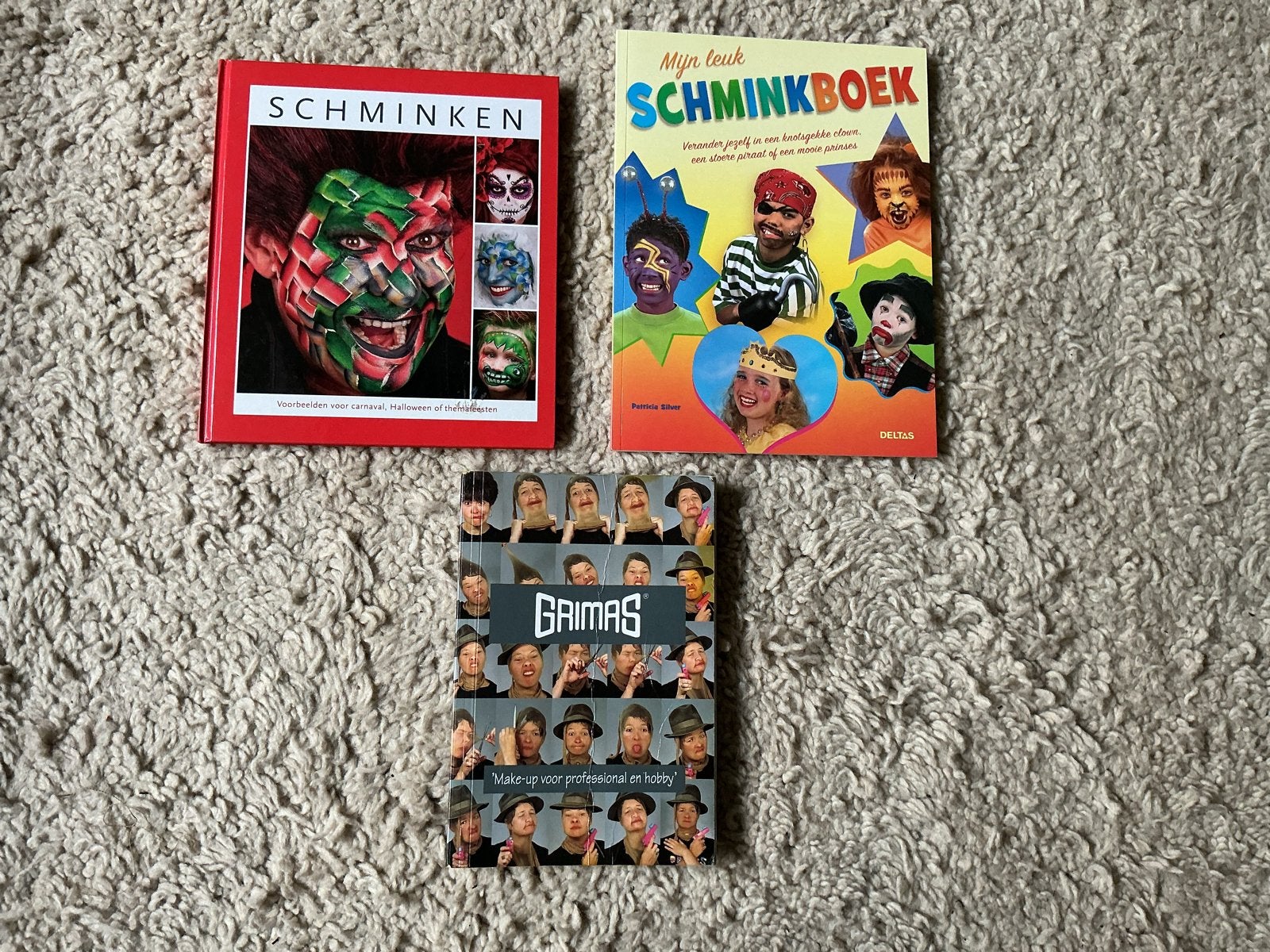 3x Schminkboeken: Carnaval, Halloween & Grimas opbr giro 555, Ophalen of Verzenden, Gelezen, Overige onderwerpen, Geschikt voor kinderen
