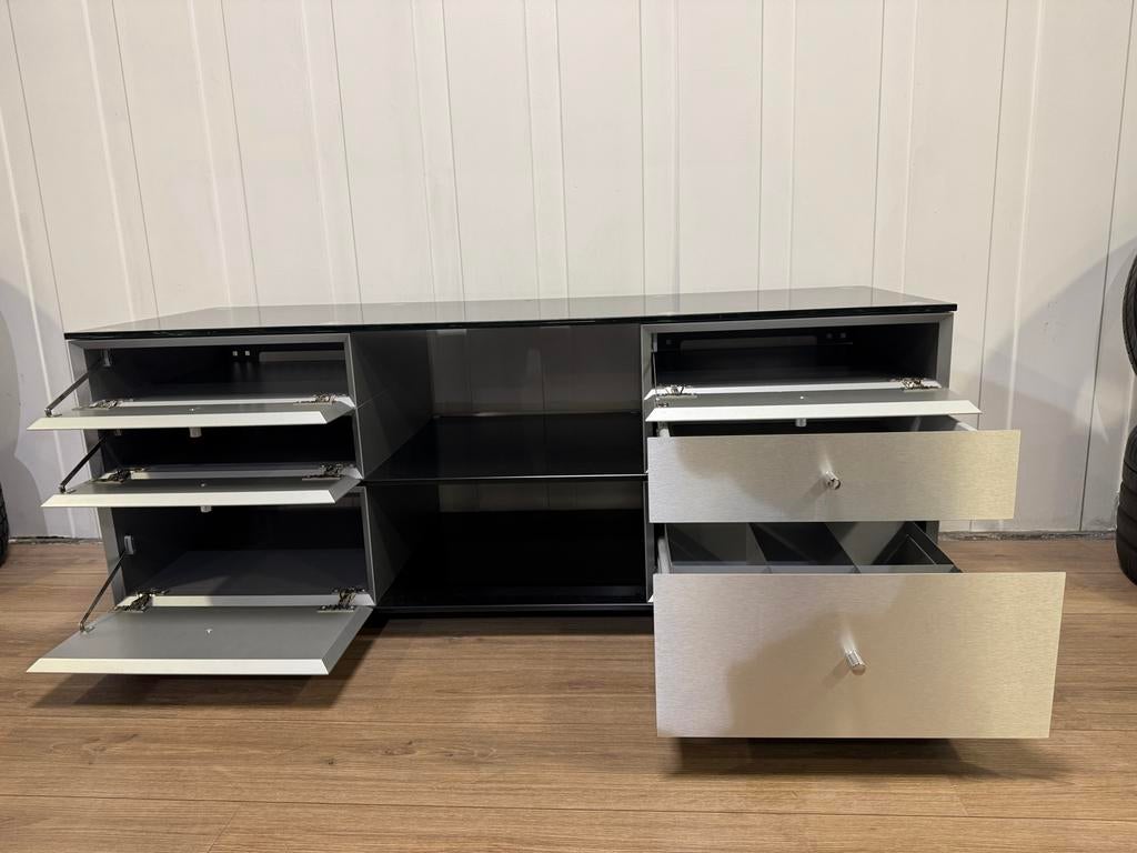 Spectral mediameubel met bijzettafel voor subwoofer, Ophalen, Gebruikt, 150 tot 200 cm, Glas