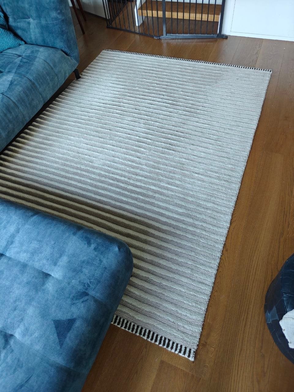 IKEA TÅGSPÅR wollen vloerkleed 170x240 cm 3D-effect, Ophalen, Gebruikt, Bruin, 150 tot 200 cm
