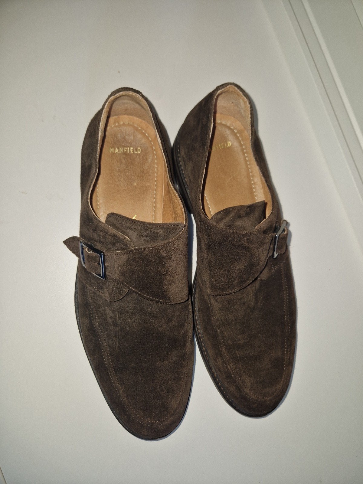 Manfield heren schoenen - bruin suède - maat 44, Kleding | Heren, Schoenen, Manfield, Bruin, Ophalen of Verzenden, Gespschoenen