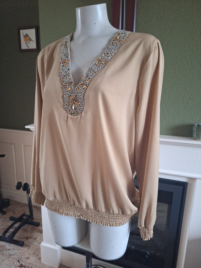 K-Design K Design beige gouden top M, Maat 38/40 (M), K-design, Verzenden, Beige