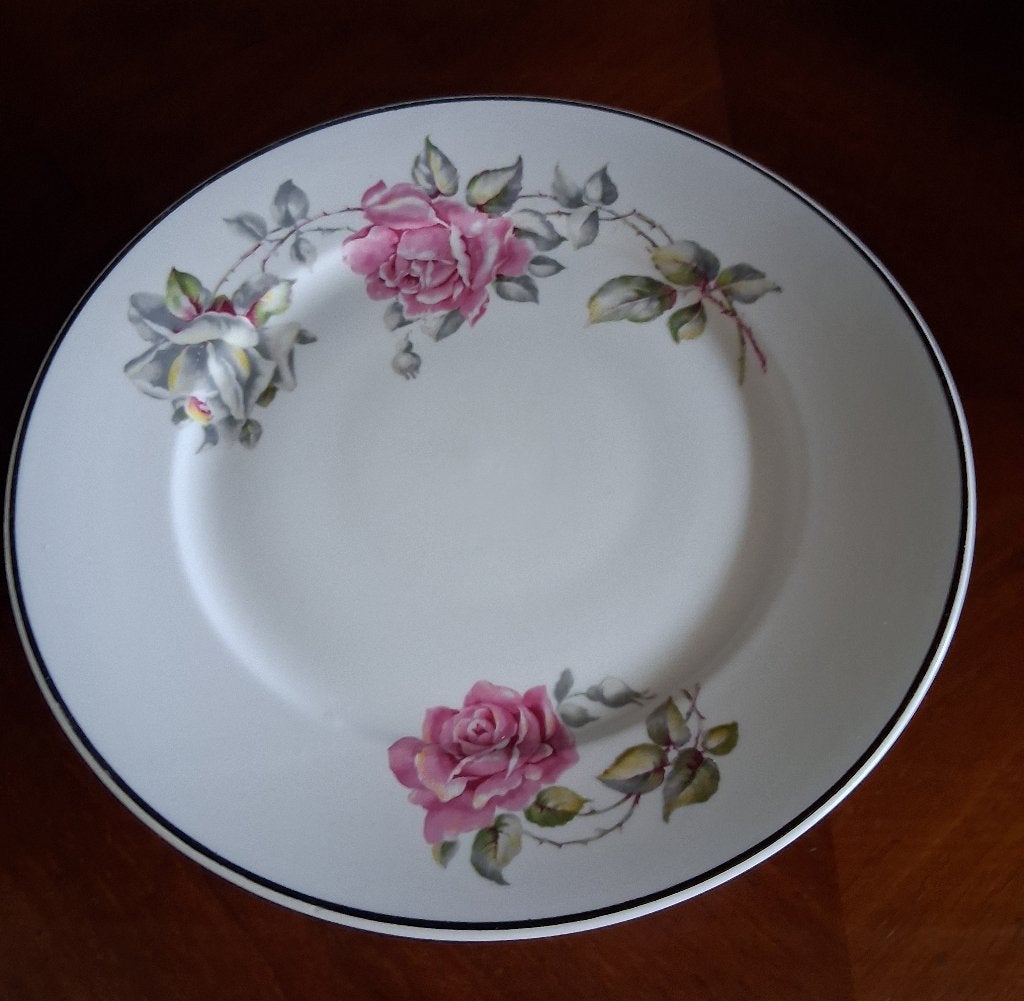 LIMOGES taartschaal op voet met rozen *eureka*, Ophalen of Verzenden