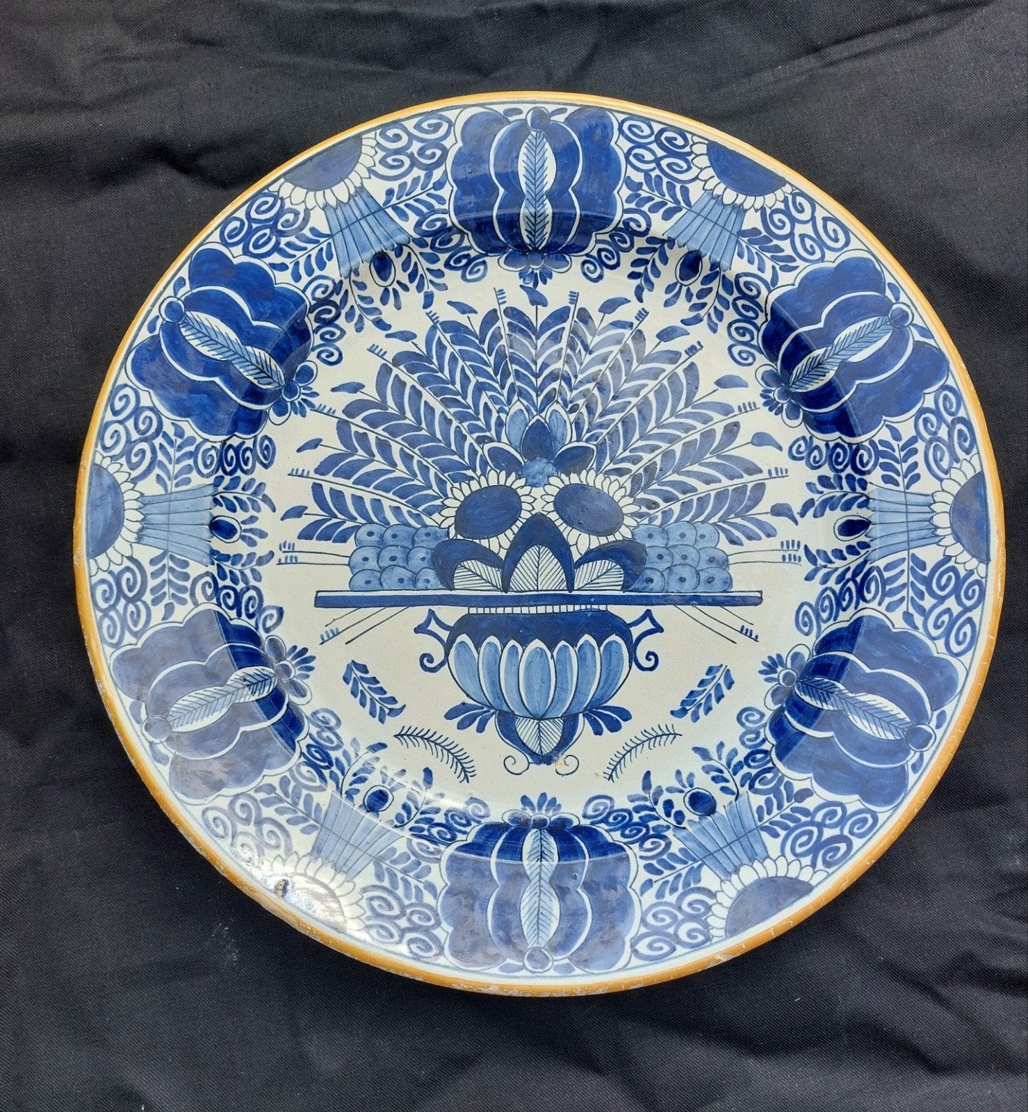 Bord, Pauwendecor, Blauw wit,32 cm, Ophalen of Verzenden