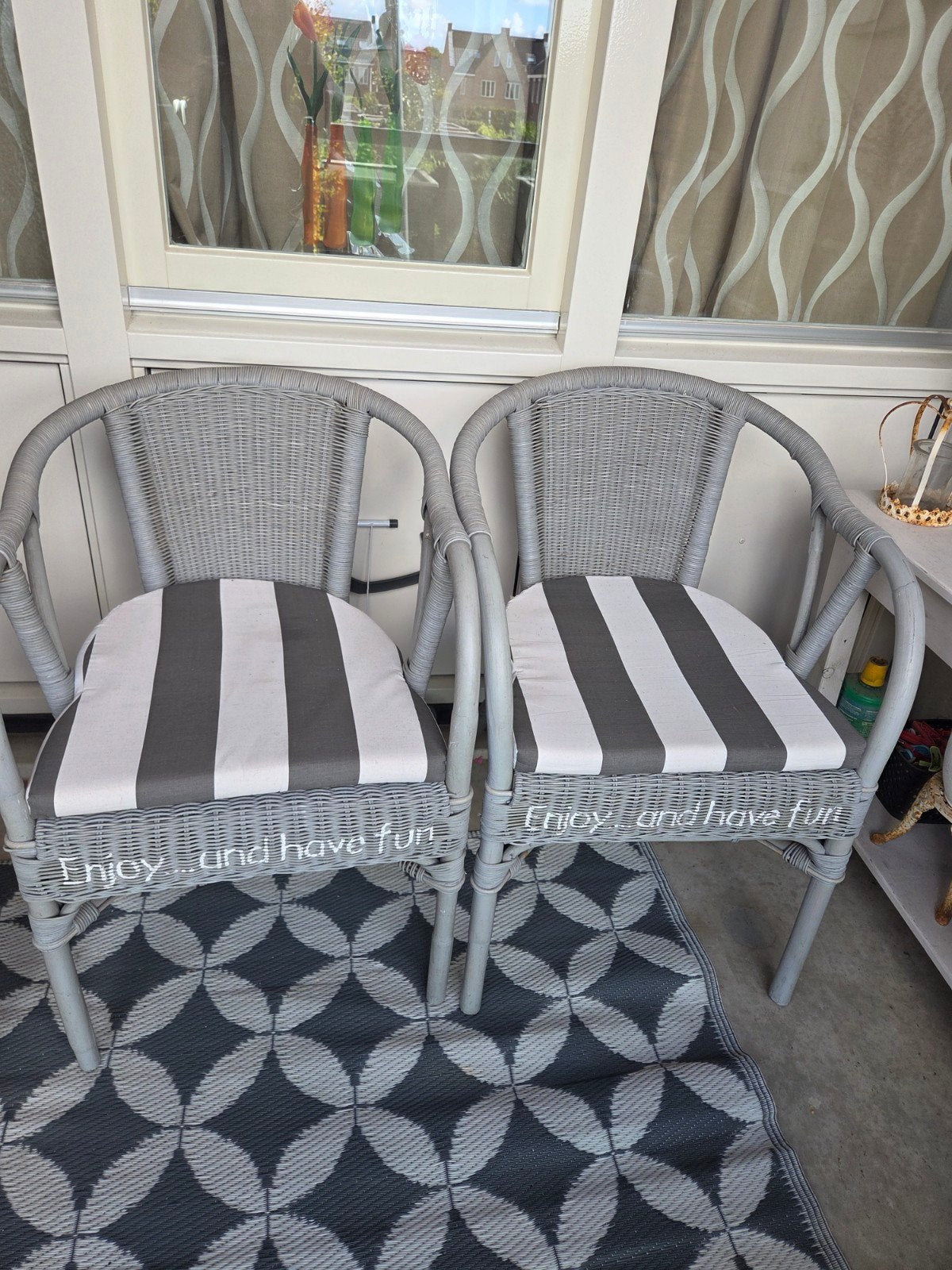 2 leuke stoeltjes voor balkon of tuin, Tuin en Terras, Ophalen, Gebruikt, Rotan