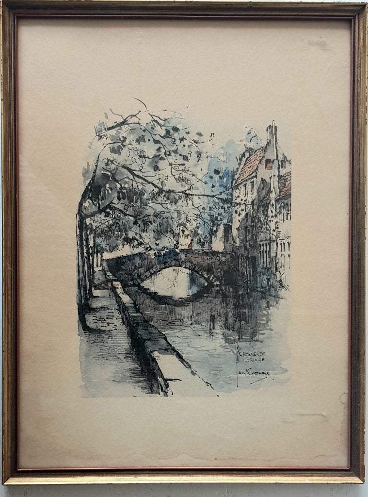 Groene Reie Brugge Jan Korthals, Antiek en Kunst, Verzenden, Ets