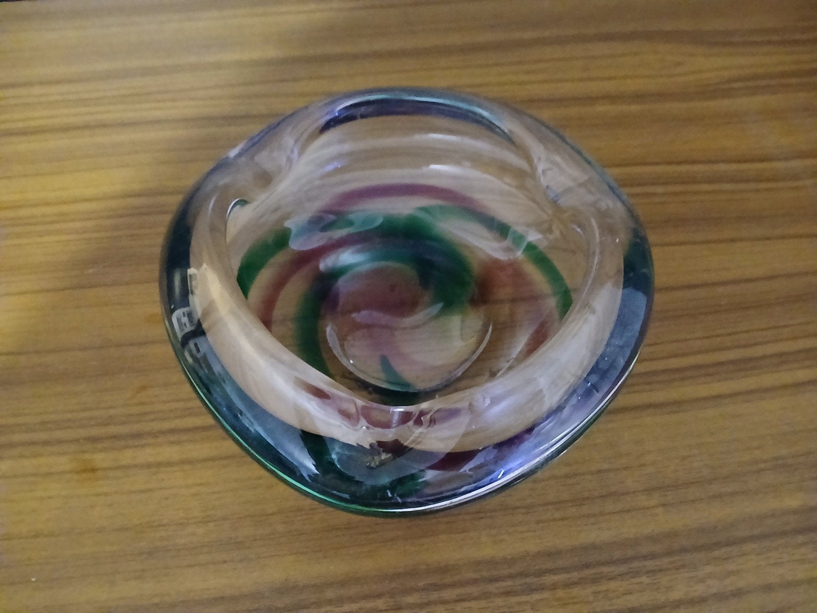 Vintage murano  glazen asbak met kleurrijke spiraal, Antiek en Kunst, Antiek | Glas en Kristal, Ophalen of Verzenden