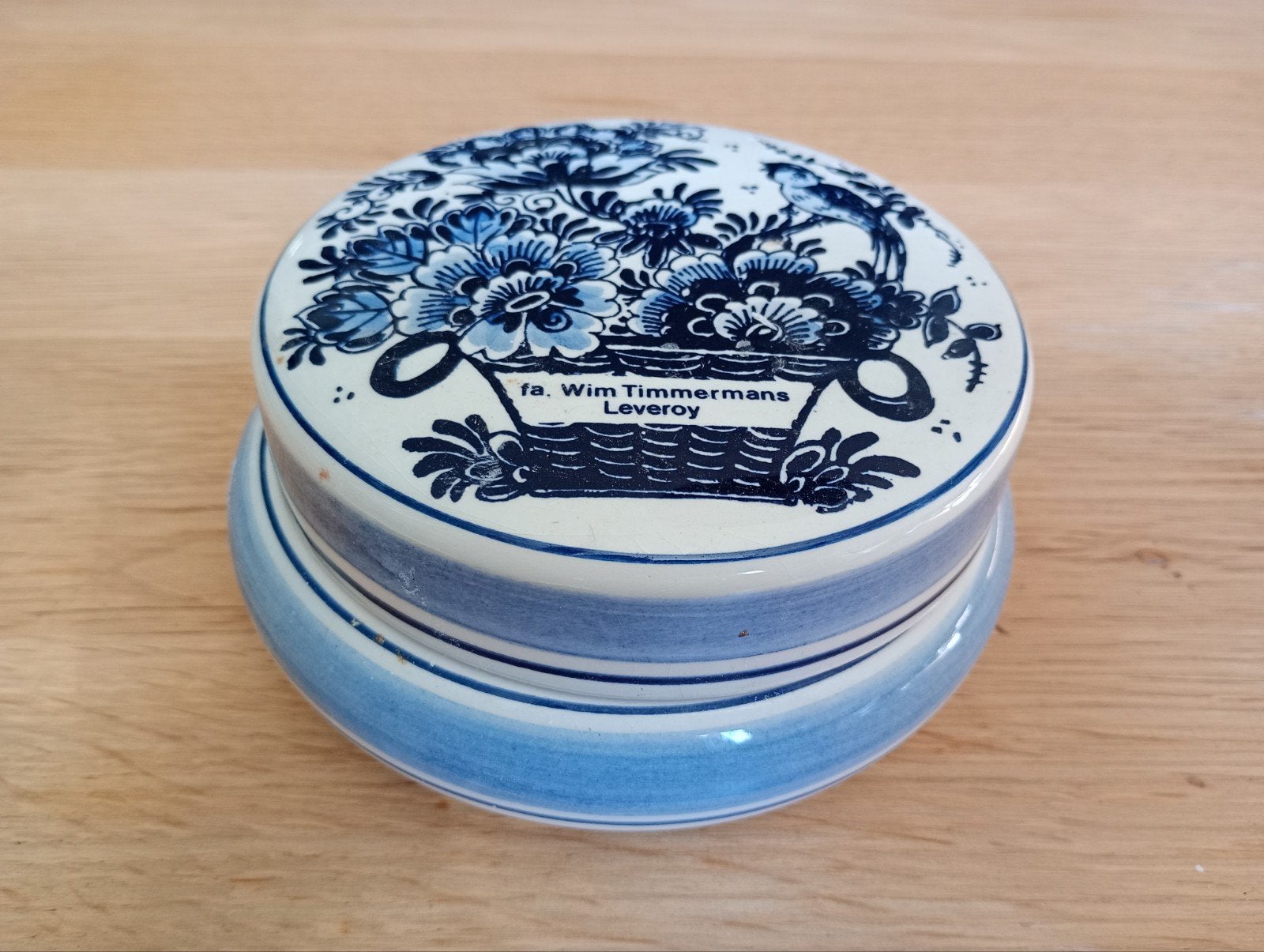 Delfts Blauw Handgeschilderd Doosje - fa. Wim Timmermans, Antiek en Kunst, Ophalen of Verzenden