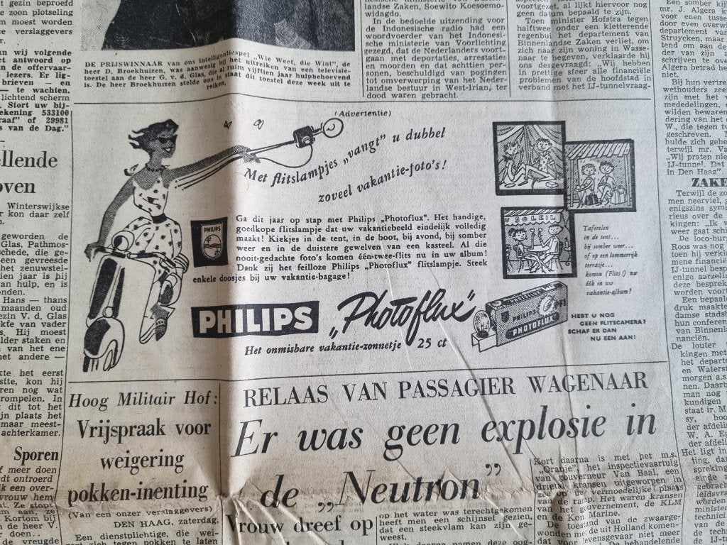 Advertentie Philips Photoflux (1957), Ophalen of Verzenden, 1940 tot 1960, Knipsel(s)