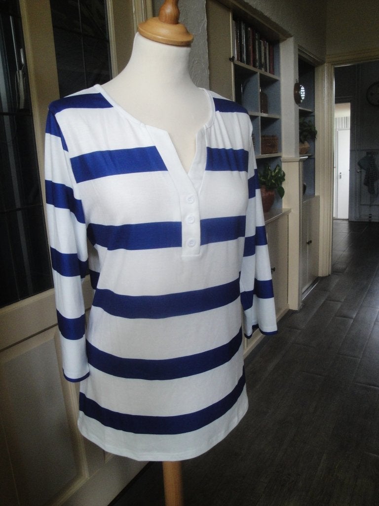 NIEUW!! Blauw/wit poloshirt maat L, Blauw, Maat 42/44 (L), Nieuw, Ophalen of Verzenden