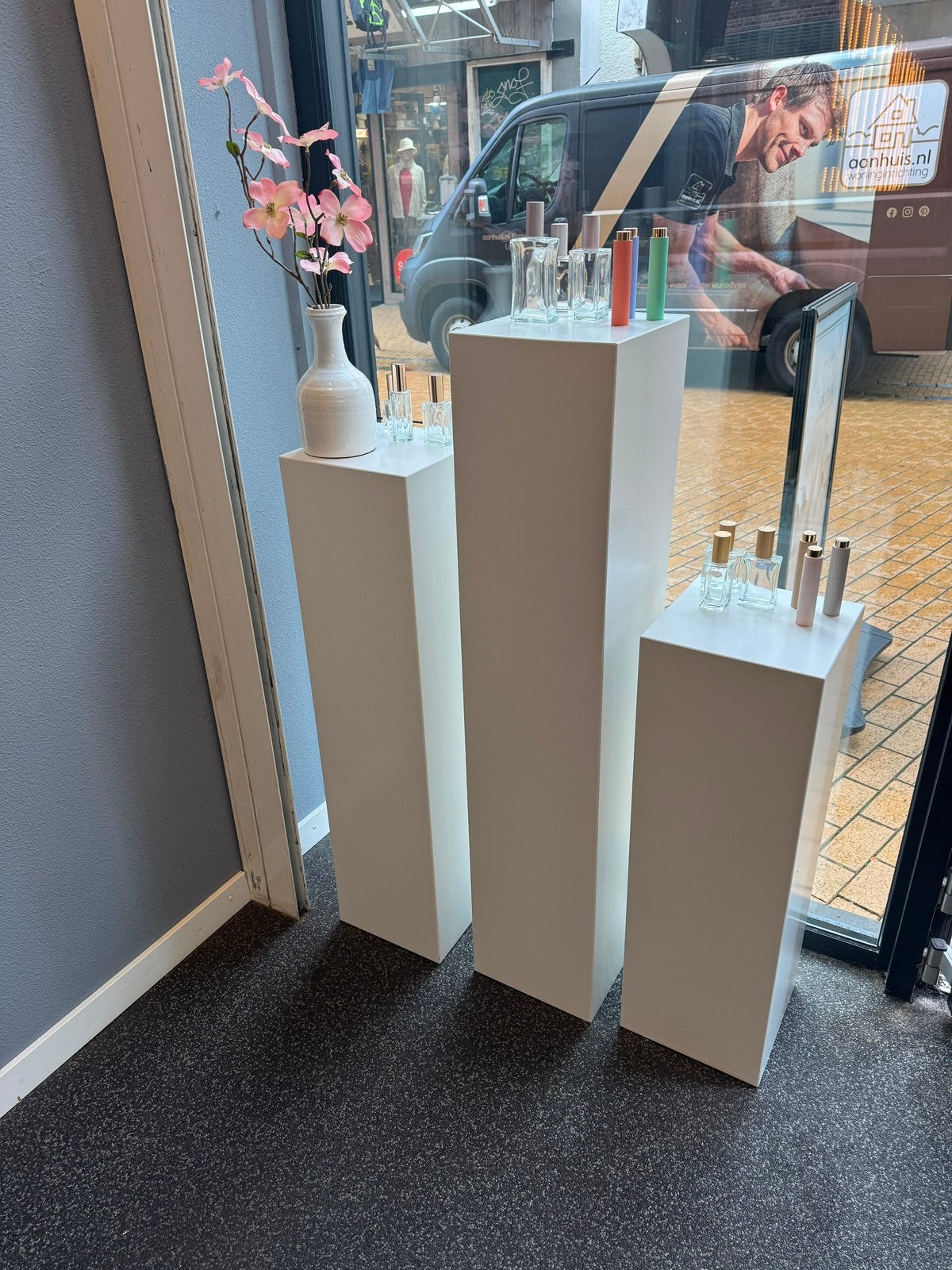3 houten zuilen wit, Huis en Inrichting, Woonaccessoires | Zuilen en Pilaren, Ophalen, Zo goed als nieuw