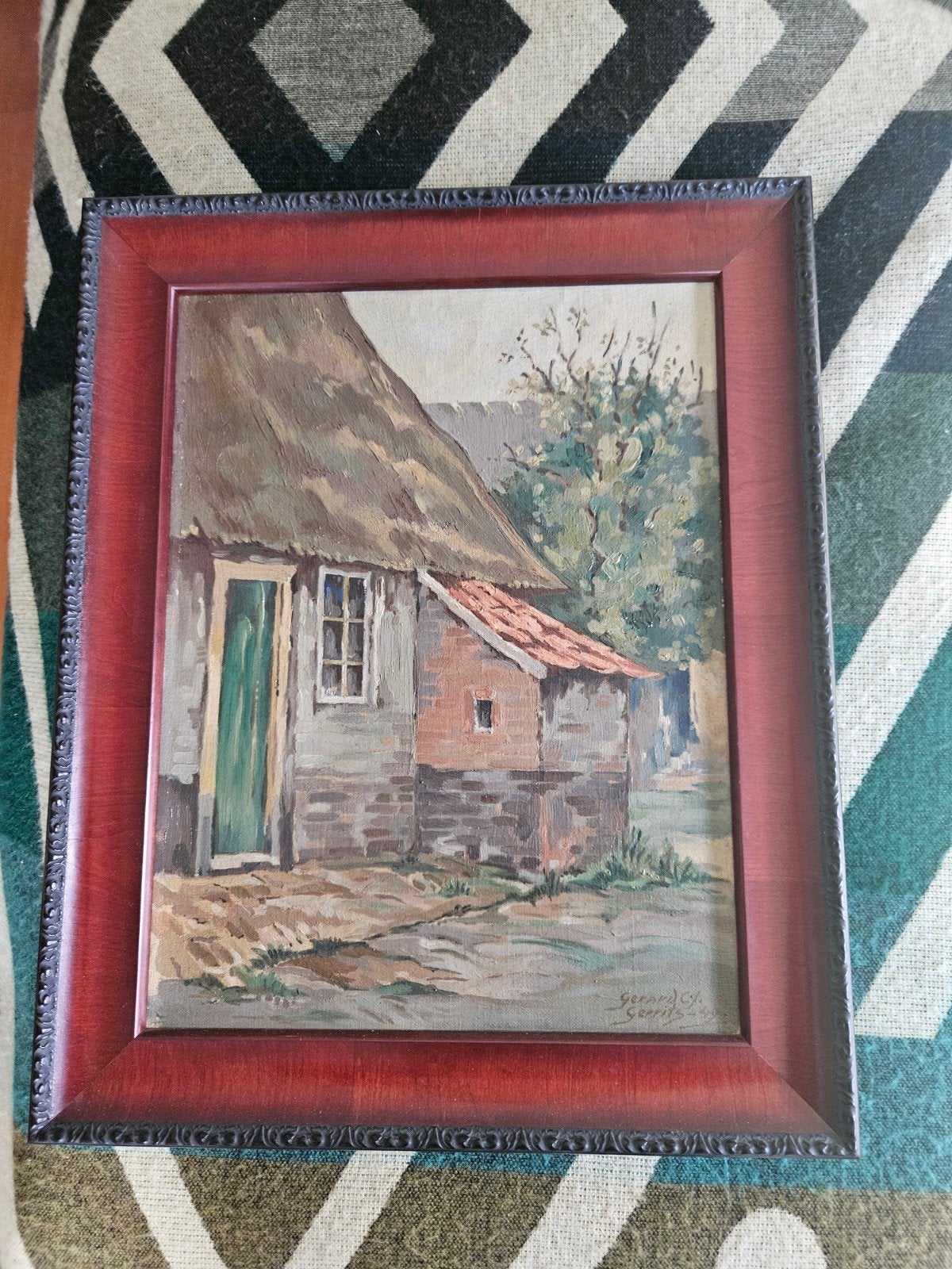 Oud Hollands Schilderij - Boerderij  G.C.Gerrits, Ophalen